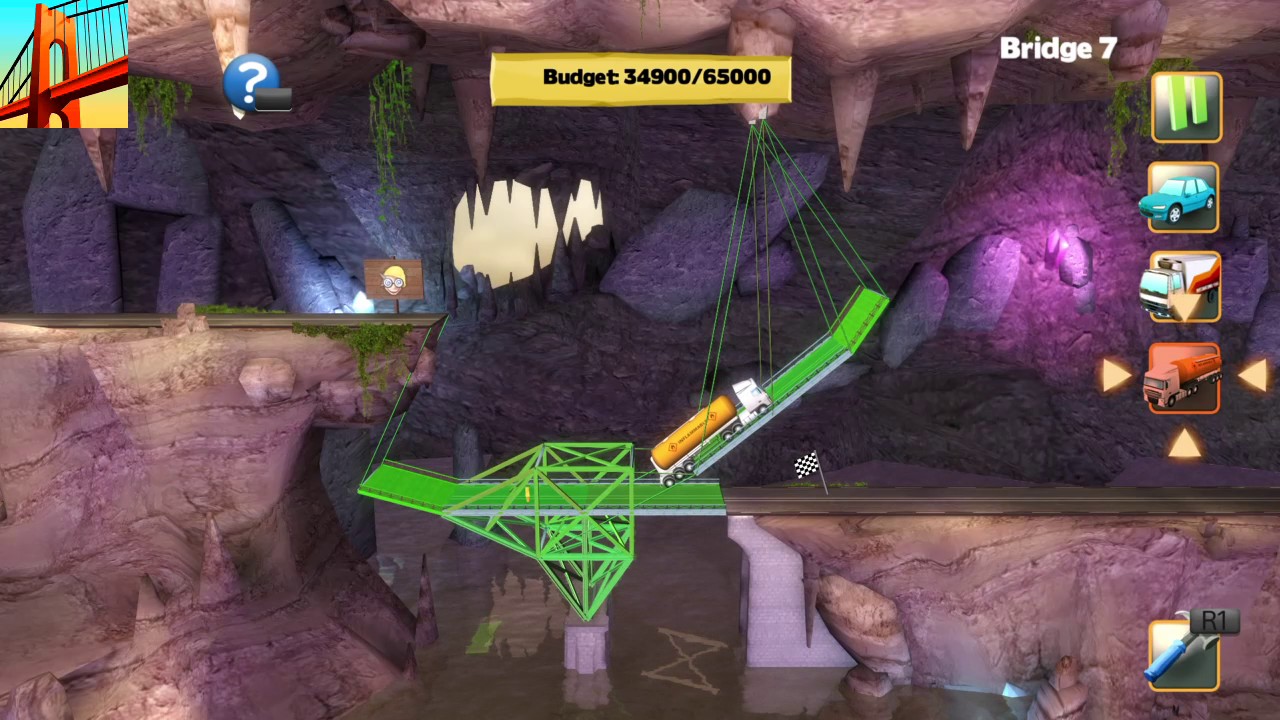 Bridge Constructor | Tiltin East Bridge 7 | Tank Truck Solution