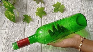 Trying My First Viral Bottle Art/Recreate My Favourite Bottleart /Leaf Bottle Painting/#bottle