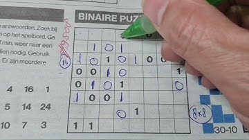 Wednesday. Bonus Extra edition (#9508) Binary01 Sudoku puzzle. 10-30-2024 part 3 of 4
