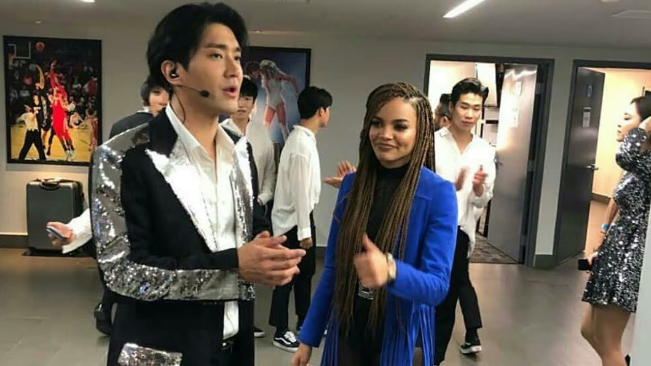 180428 Super Junior With leslie Grace at Backstage