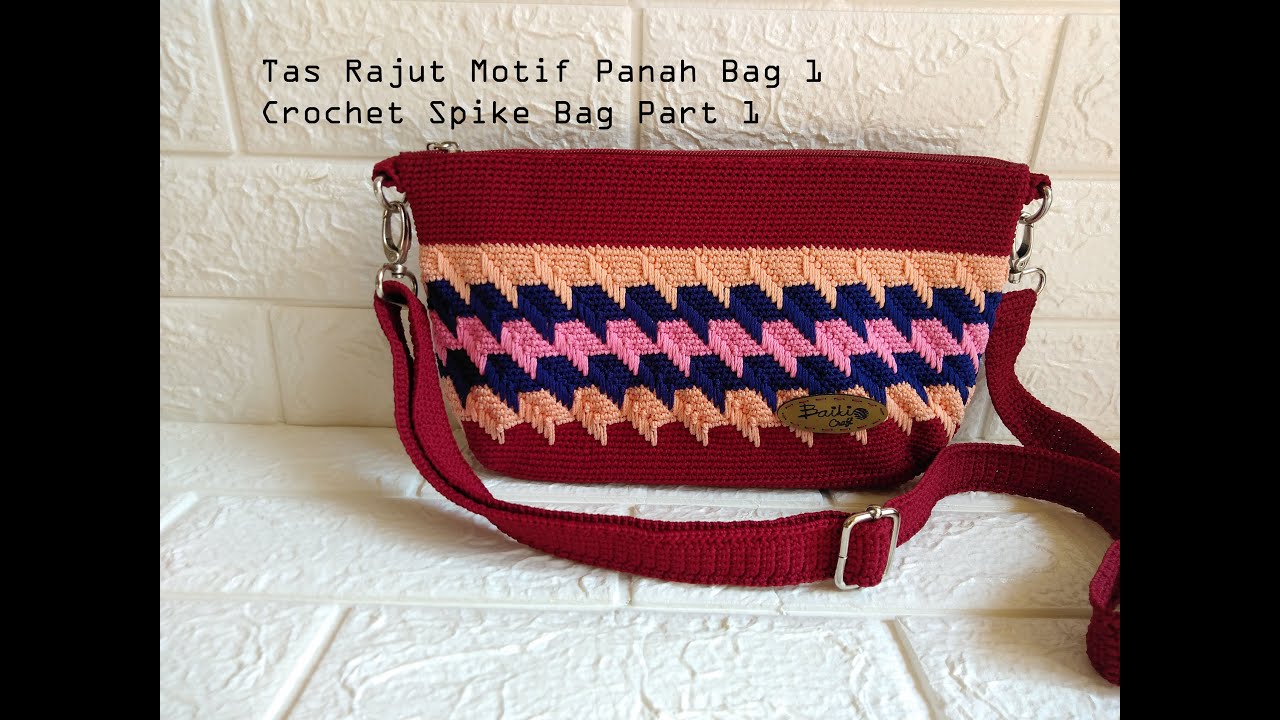 Tutorial Pouch Rajut Motif Panah Part 1 / Crochet Spike Pouch Part 1
