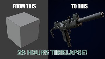 Modeling a 3D "Uzi submachine gun" in Blender - Timelapse