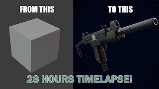Modeling a 3D "Uzi submachine gun" in Blender - Timelapse