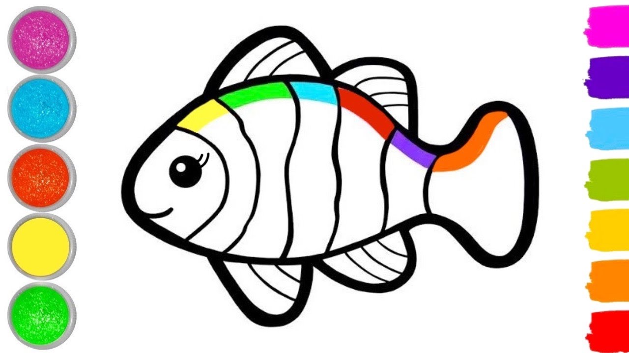 How To Draw A Fish 🐠🌈 | Rainbow Fish Drawing and Coloring | Step-by-Step Tutorial | Acrylic Painting