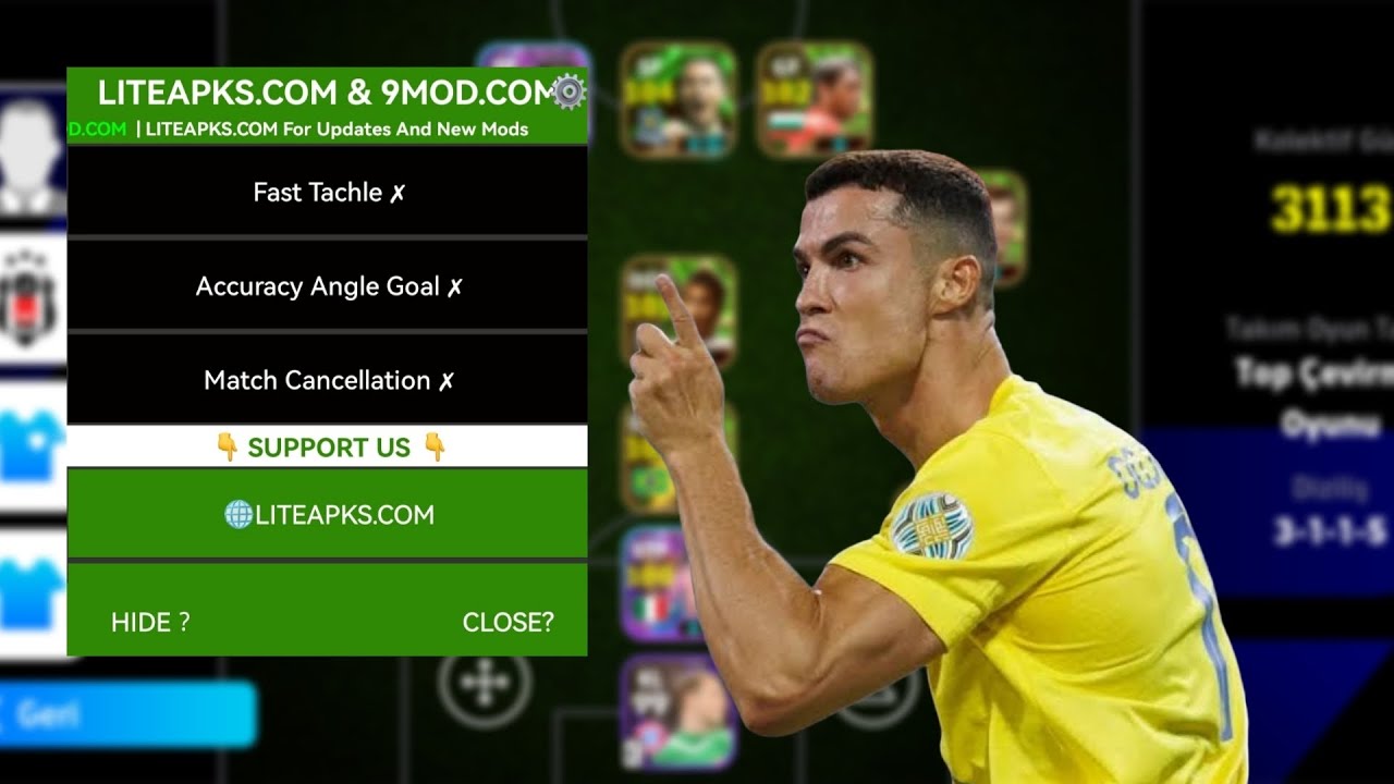 Efootball free hack (fast tachle - accuracy angle goal - match cancellation)
