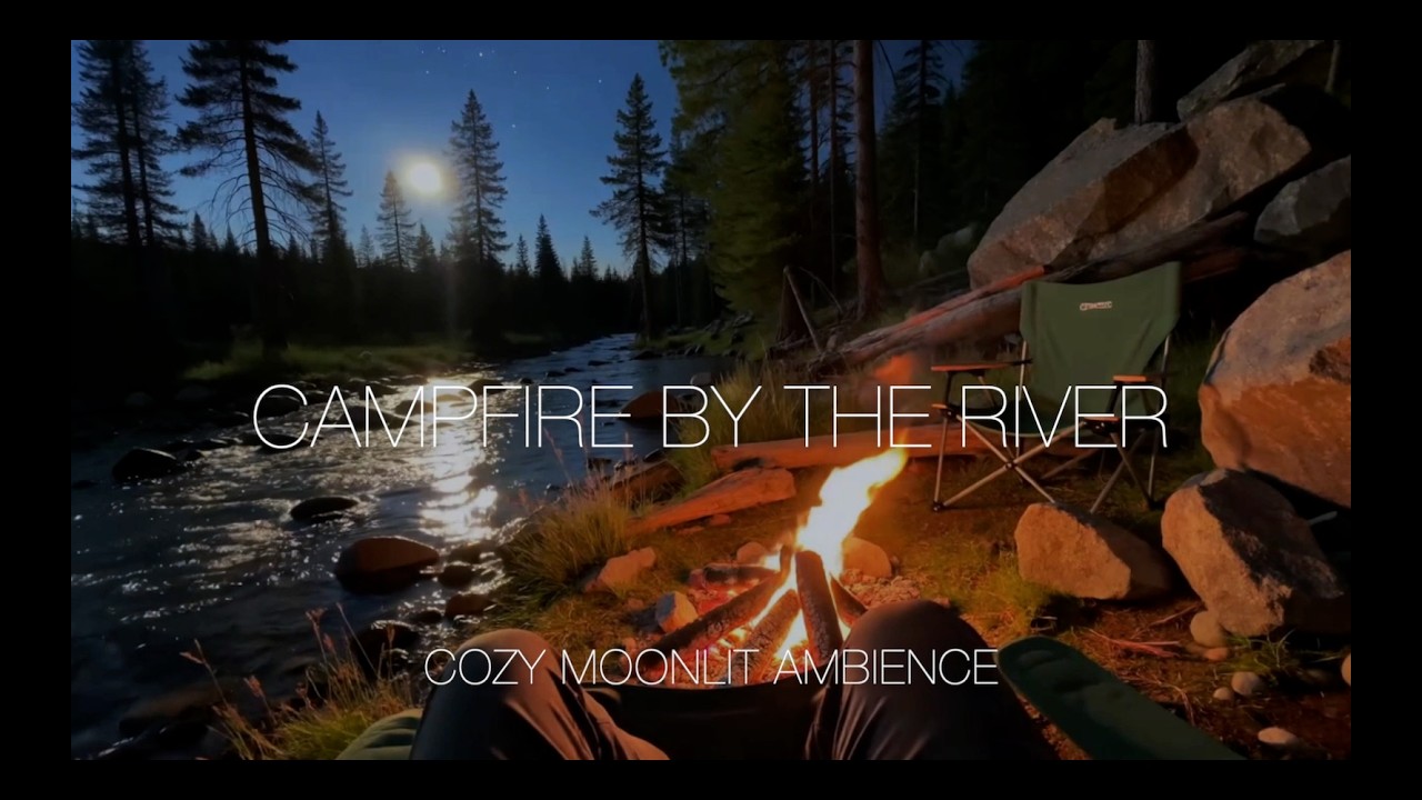 Moonlit Campfire by the River 🔥🌙 | Calm Night Sounds (4 Hours)