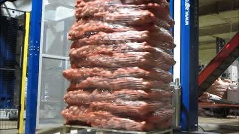 18 / AGROTARNA: palletizer Verbruggen VPM-5 + wrapper Verbruggen VSW at palletizing of potato bags