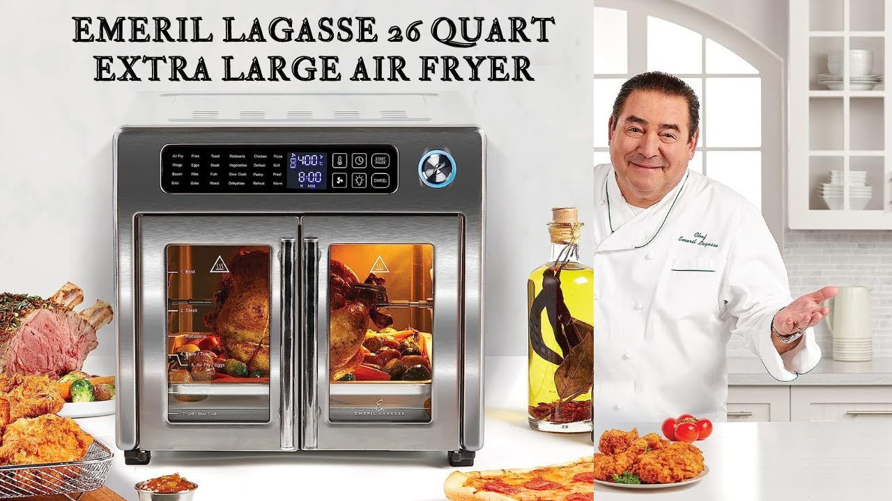 Emeril Lagasse 26 Quart Extra Large Air Fryer, Convection Toaster Oven With  French Doors, Stainless 