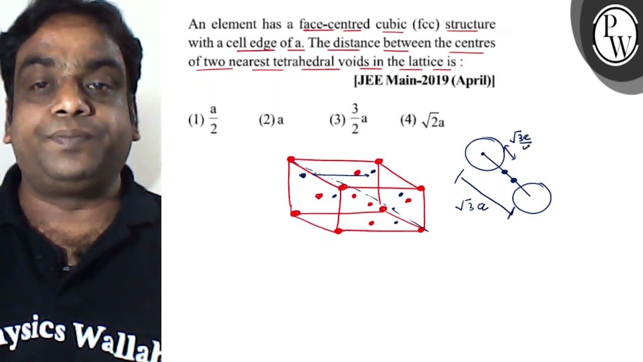 An element has a face-centred cubic (fcc) structure
\( \mathrm{P} \) with a cell edge of a. The ...