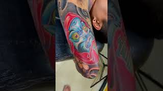 Red Hannya Mask Tattoo on Arm | Arm Fantasy Monster Red Hannya Mask Tattoo on Arm | Arm Fantasy Monster
