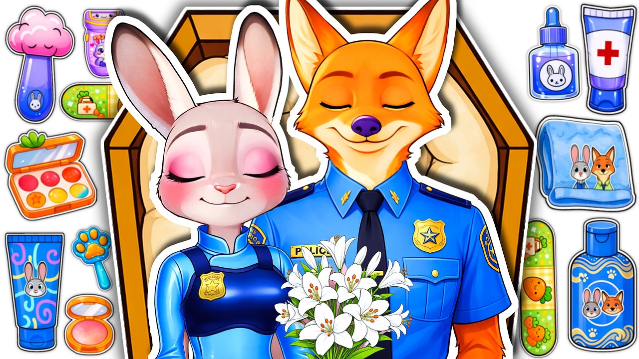 💖Paper DIY💖 ZOOTOPIA 2 Nick & Judy Couple Skincare + Makeup Blind Bag Unboxing ASMR