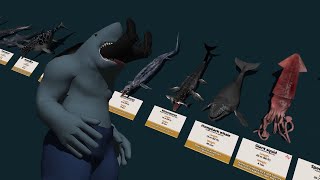 Crazy Sea Monsters Size Comparison 3D