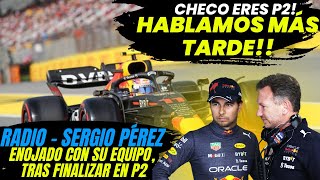 Radio - Sergio Checo Pérez: Enojado con su equipo, tras finalizar en P2 el GP de España 2022. F1