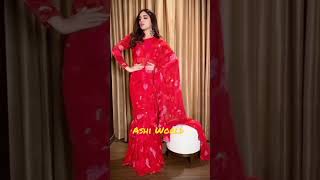 Beautiful Actress With Ruffle Saree Look