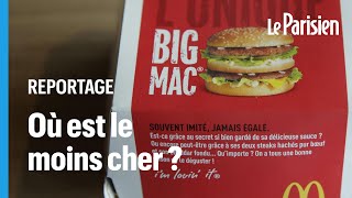 La carte de France des prix du Big Mac de McDonald's