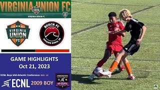 ECNL 2009 Boy VA Union vs Beach FC 20231028