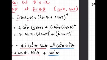 Nombres Complexes  Formule de Moivre et utilisation