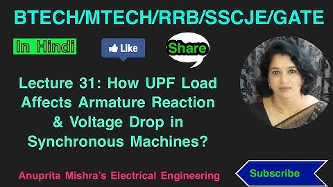 Lecture 31: How UPF Load Affects Armature Reaction & Voltage Drop in Synchronous Machines?
