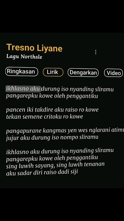Tresno liyane - lirik lagu #feedshorts