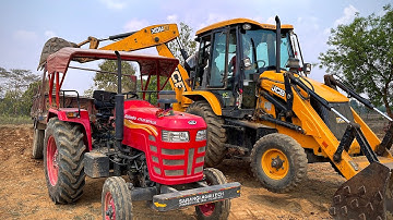 JCB 3DX Backhoe Loader Loading Mud In Mahindra And Sonalika Tractor Trolley | Jcb Dozer Cartoon