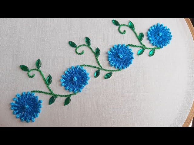 Simple Floral Border Design (Hand Embroidery Work)