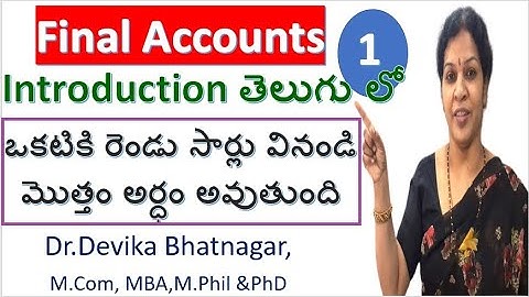 1. Final Accounts Introduction from Financial Accounting Subject