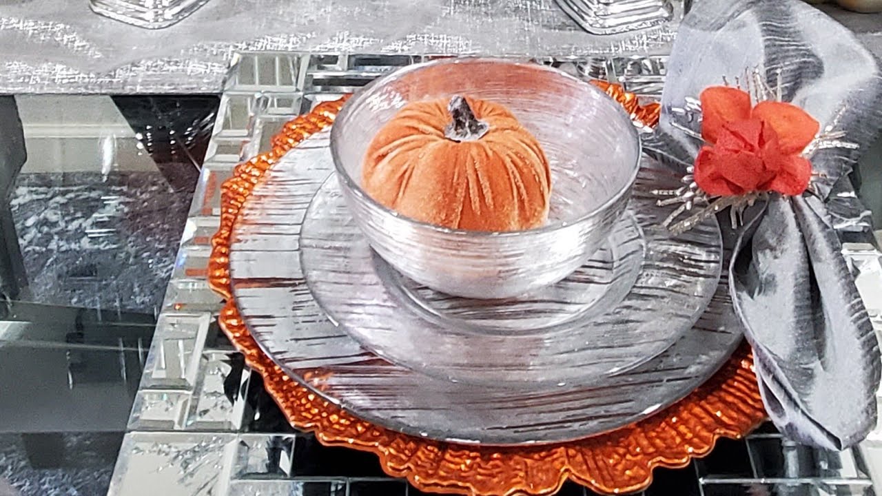 Traditional Glamorous Fall | Autumn Tablescape /Orange and Silver 