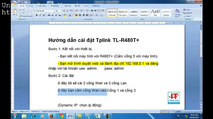 Hướng dẫn cài đặt tp link tl r480t+