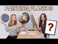 Painting Planets Wall Art Challenge *DIY Space Art Paintings | Sis vs Sis | Ruby and Raylee