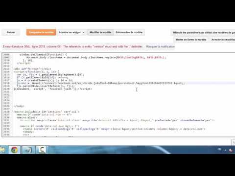 Tutoriel Blogger: erreur analyse xml: The reference to entity version must be end wiyh the" ;"