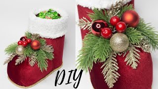 НОВОГОДНИЙ САПОГ для конфет ИЗ КАРТОНА 🎄 DIY CHRISTMAS DECOR