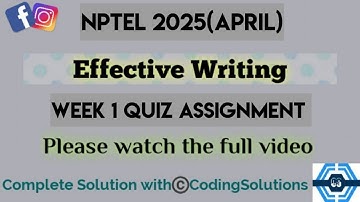 Effective Writing | Week 1 Quiz Assignment Solution| NPTEL 2025(April) ||