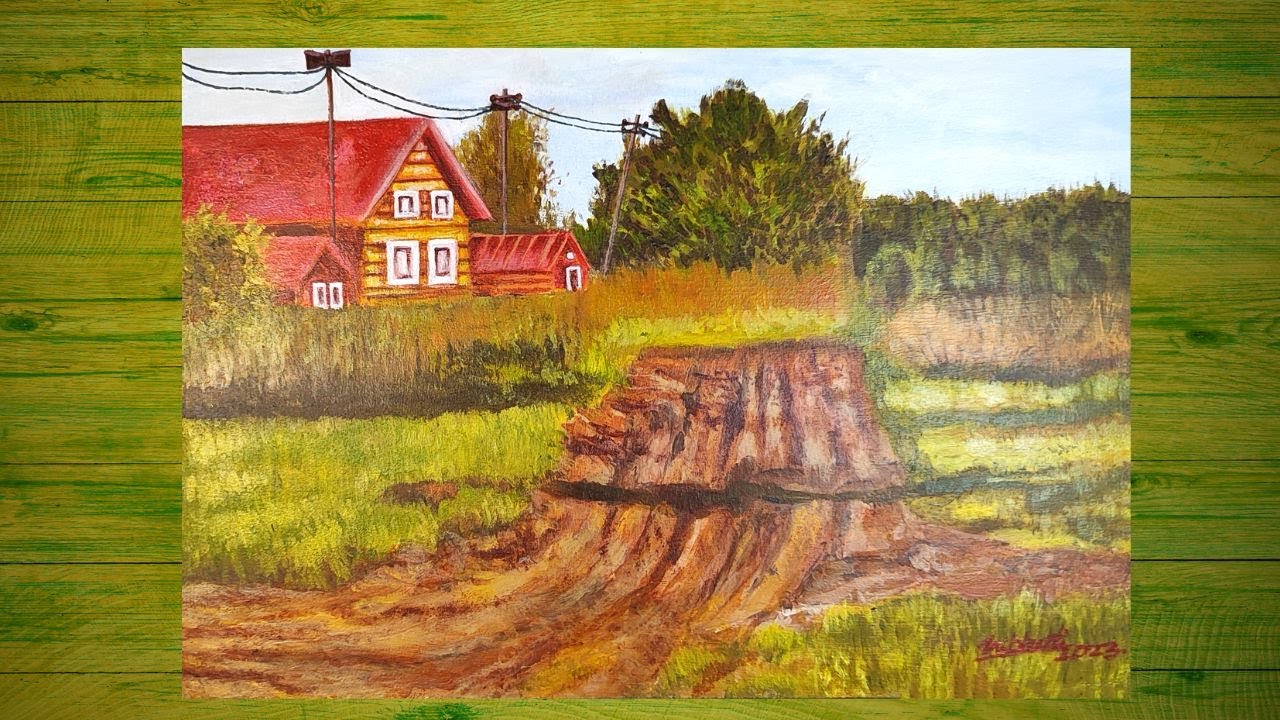 How To Paint A Country Landscape Scenery Acrylic Painting Timelapse