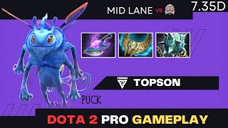 TOPSON - Puck Mid vs Zeus | Dota 2 Pro Gameplay - Full Game [Patch 7.35d]