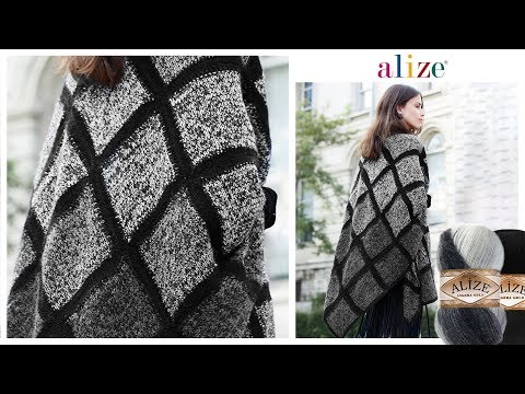 Alize Angora Gold Batik ile Her Mevsim Kullanışlı Panço- Suitable Poncho for 4 Seasons