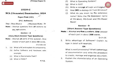 BCA 1ST SEM PC SOFTWARE C 2024 | VBSPU
