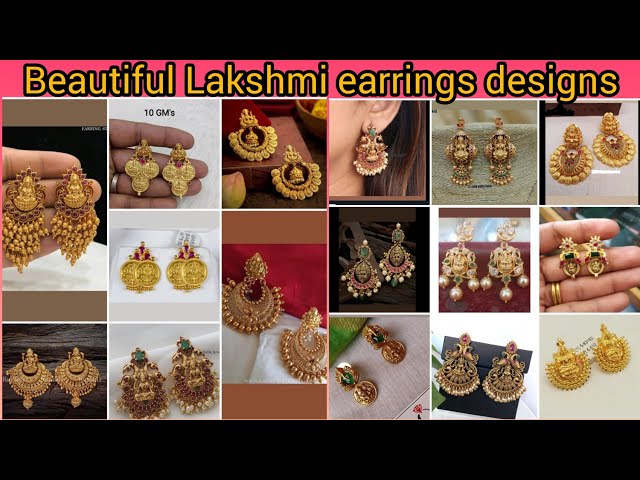 Buy Latest One Gram Gold Ad Stone Lakshmi Design Earrings for Women