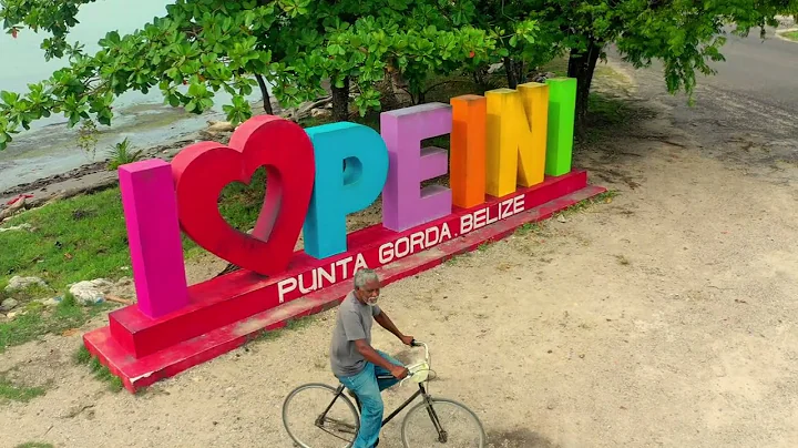 Drone Footage of "I Love Peini" Sign in Punta Gorda, Belize