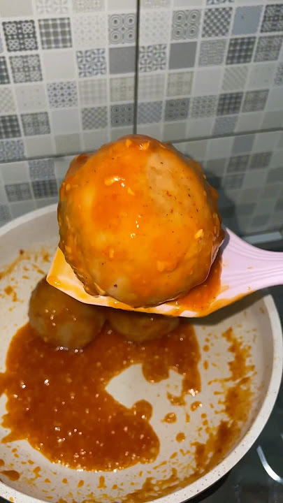 Pregnant Meatballs Filled with Children My Meatballs with Sweet and Spicy Sauce #shorts
