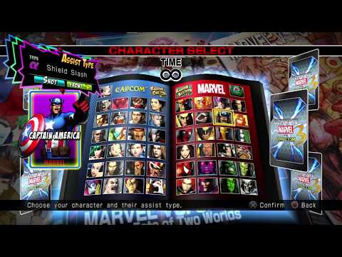 Ultimate Marvel Vs Capcom 3 All characters select screen