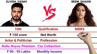 Elvish Yadav vs Reem Shaikh Full Comparison Video | Net Worth | Monthly Income | Car Collection