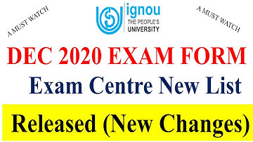 IGNOU DEC 2020 Exam Centre New Updated List Released (New Changes)
