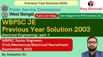 WBPSC JE Previous Year Solution 2003 I WBPSC JE Recruitment 2022 I Part-1