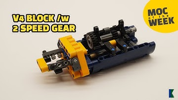 LEGO® Technic Small V4 Block w/ 2 Shift Gear | MOC by  @dcpow   | Stop Motion | 42147 Alternate