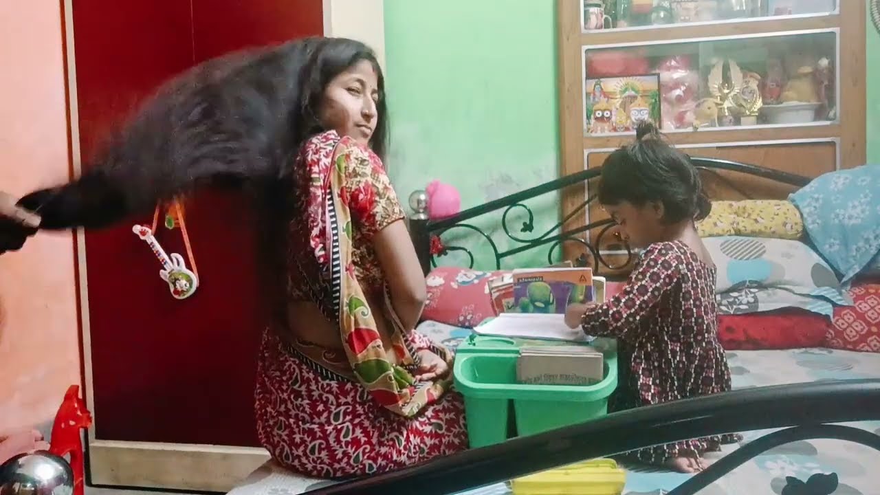 Study time hair play by daughter's teacher || hairplay story video ||