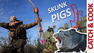 SKUNK PIGS!  Traditional Bowhunting Javelina