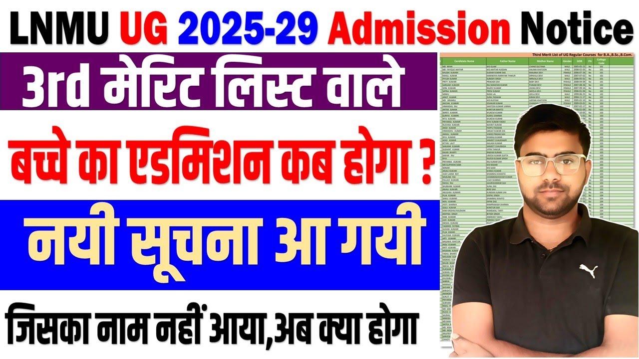 LNMU Merit List 2025 | LNMU 3rd merit list Admission Date 2025-29 ...