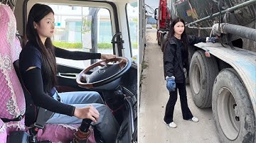 DuoDuo; Female Truck Driver Cement Delivery Journey | Driving, Hookup & Unloading Work Routine