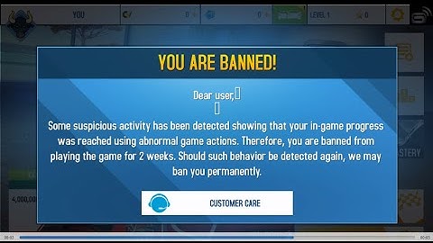 Asphalt 8 banned account for v 2.3.0k windows