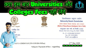 UGC Guidelines for Payment of Fees in Universities and Colleges|UGC|Updates|Santosh Kumar Sankhyan